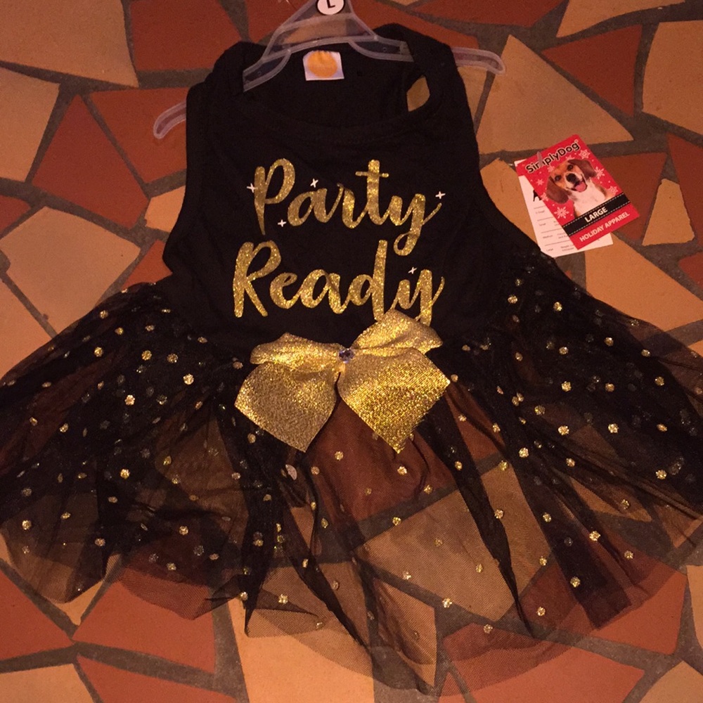 Party Ready Black & Gold Dog Tutu Dress by